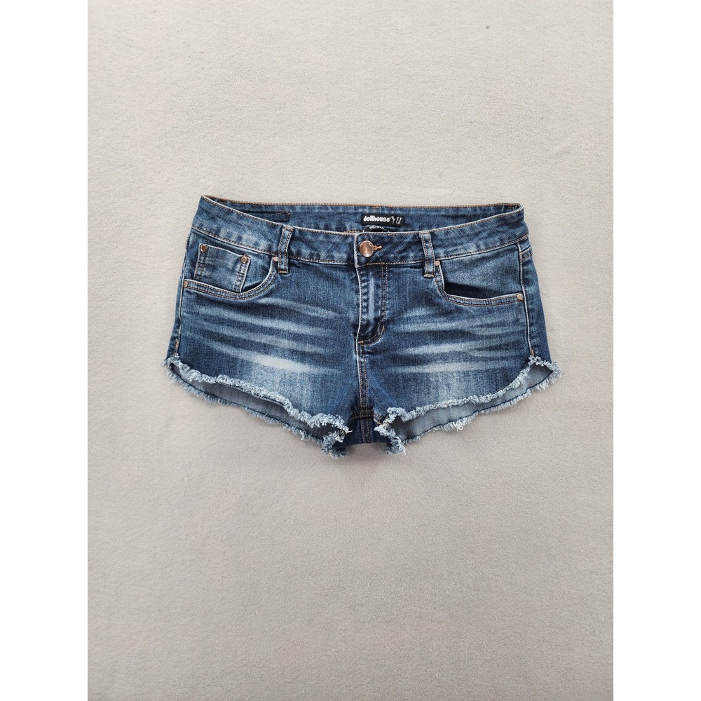 Dollhouse Sienna Denim Shorts Size 11 Dark Wash Frayed Hem Distressed Cut Offs